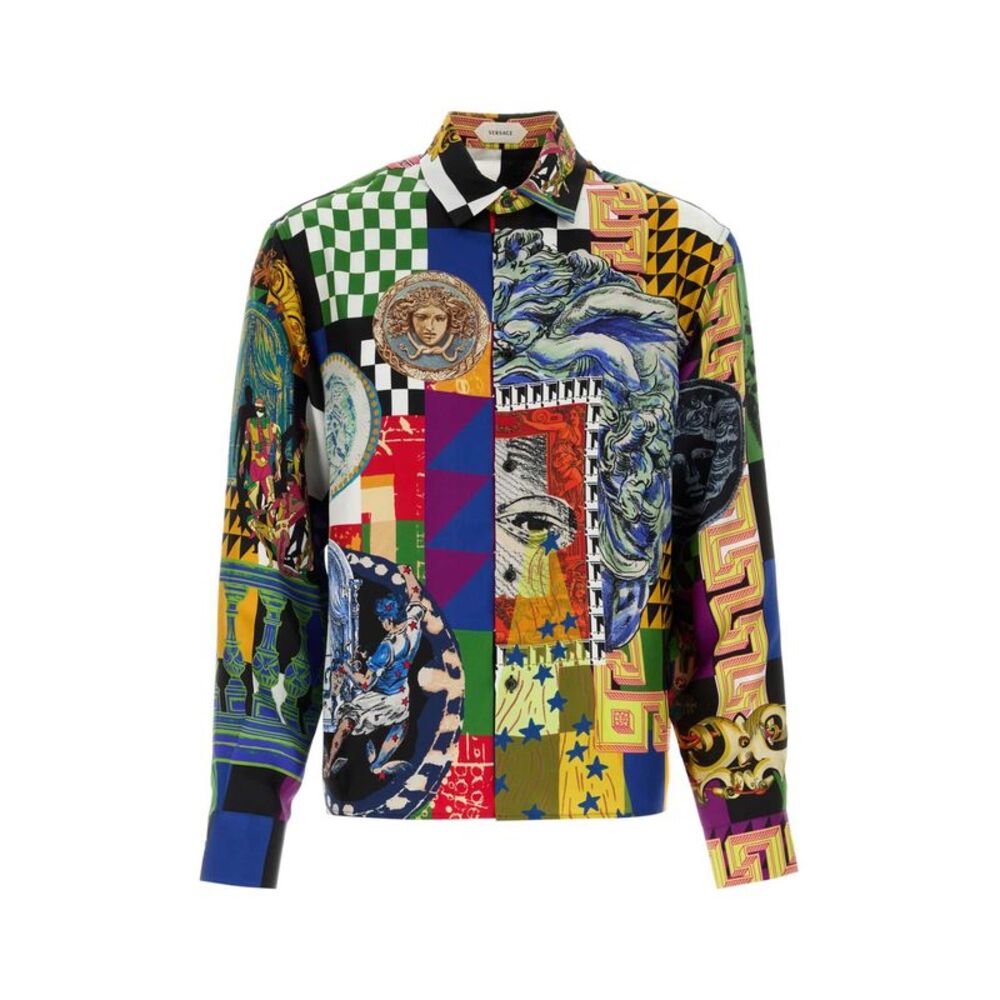 Versace Men Printed Silk Shirt